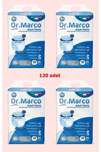 Dr. Marco Emici Külot Ekstra Büyük Boy XL 30'lu 4 Adet Hasta Bezi 120 Adet