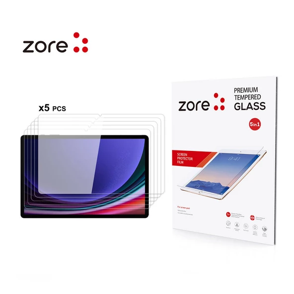 Samsung Galaxy Tab S9 FE Plus - Ekran Koruyucu 5in1 Tablet Temperli Cam Ekran Koruma 5 Adet