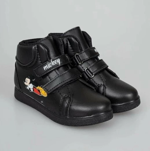 RUNSTEP Çocuk Cırtlı Bot Miki Siyah Bot - 2