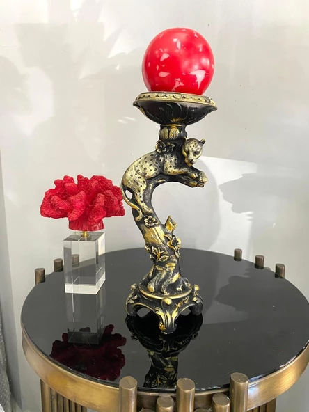 Şamdan mumluk çitalı şamdan polyester biblo - 7