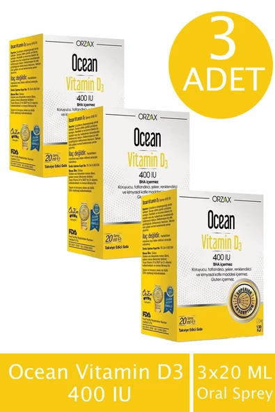 Ocean Vitamin D3 400 IU Oral Sprey 20 ml 3 ADET ürün görseli 1