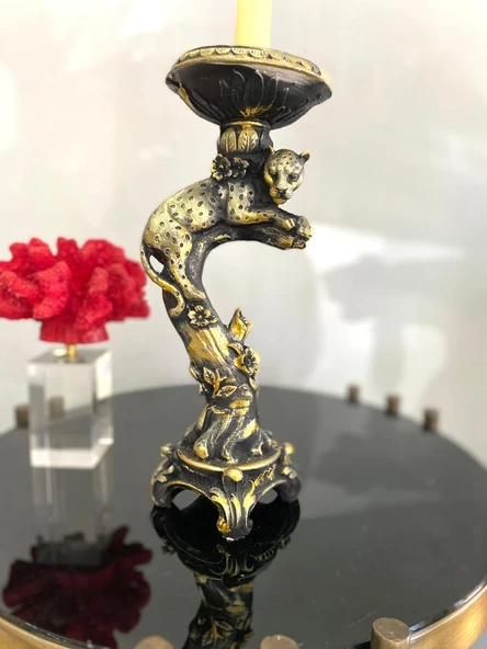 Şamdan mumluk çitalı şamdan polyester biblo - 8