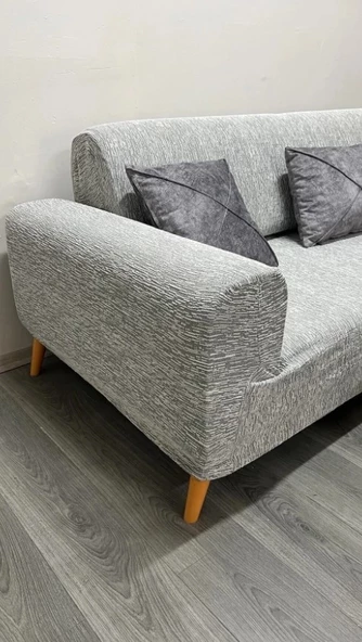 Jakarli 3kişilik Koltuk Örtüsü , Çekyat Kanepe Kılıfı (ÜRÜN İÇERİĞİ 1ADET) Krem Rengi - 3