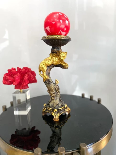 Şamdan mumluk çitalı şamdan polyester biblo - 4