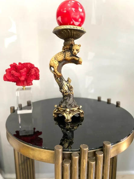 Şamdan mumluk çitalı şamdan polyester biblo - 10