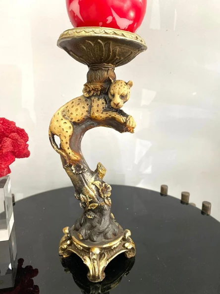 Şamdan mumluk çitalı şamdan polyester biblo - 11