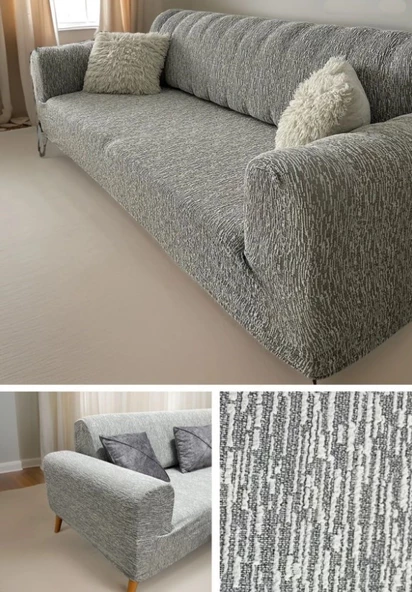 Jakarli 3kişilik Koltuk Örtüsü , Çekyat Kanepe Kılıfı (ÜRÜN İÇERİĞİ 1ADET) Krem Rengi