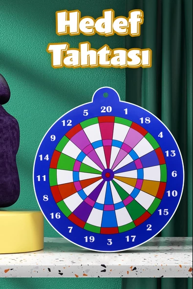 Mıknatıslı Dart Seti Mini Boy Dart Oyunu Duvara Zarar Vermeyen İğnesiz Dart Atma 3 Oklu Çap: 28 cm - 4