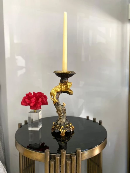 Şamdan mumluk çitalı şamdan polyester biblo - 5