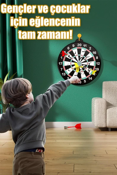 Mıknatıslı Dart Seti Mini Boy Dart Oyunu Duvara Zarar Vermeyen İğnesiz Dart Atma 3 Oklu Çap: 28 cm - 6