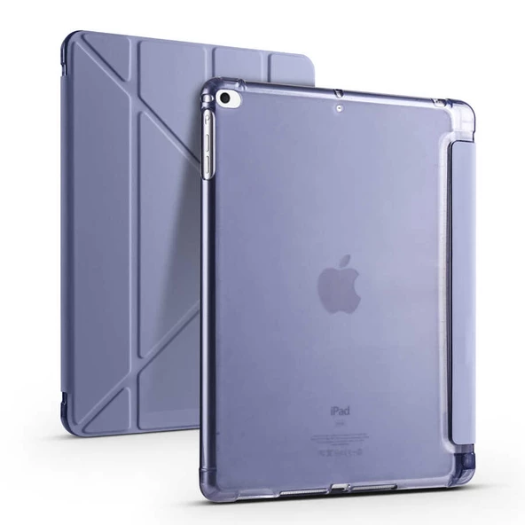 Apple iPad 9.7 2018 (6.Nesil) - Tablet Kılıfı Kalem Bölmeli Korumalı Standlı Tri Folding Kılıf