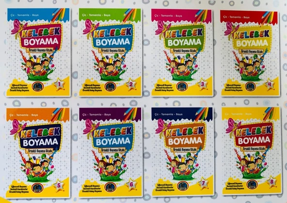 Kapris Kelebek Boyama Örnekli Boyama Kitabı 8 Kitap 32 Sayfa - 2