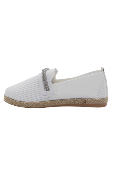 Mergenshoes Nwf N987 Beyaz Triko Taşlı Kadın Günlük Babet Ayakkabı - 4