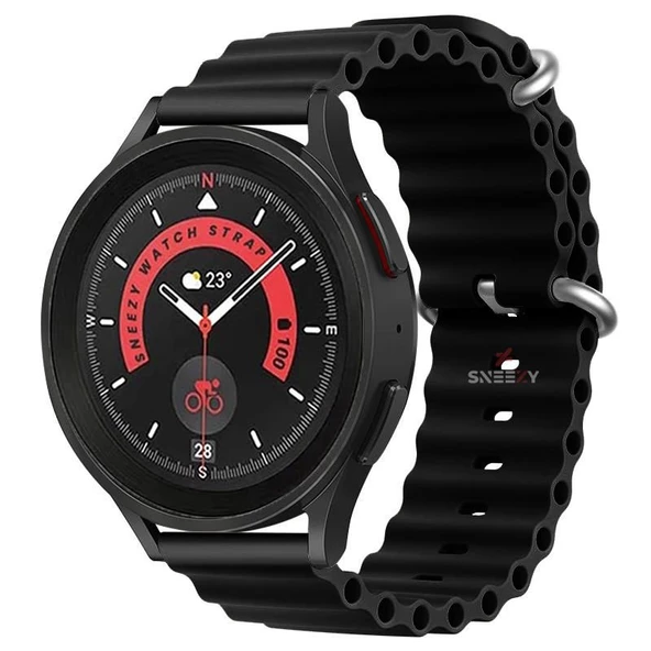 Samsung Galaxy Watch 6 – Classic 40-43-44-47mm Uyumlu 20mm Seaflex Ocean Silikon Kordon  Siyah