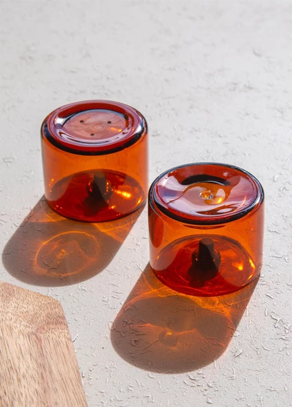 The Mia Yuvarlak Tuzluk Biberlik 2li Set Amber 6x5 cm - 4