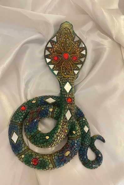 Sihirli Kral Kobra Yılan Figürü Duvar Süsü Mutlak Güç Değişim - Resim 6