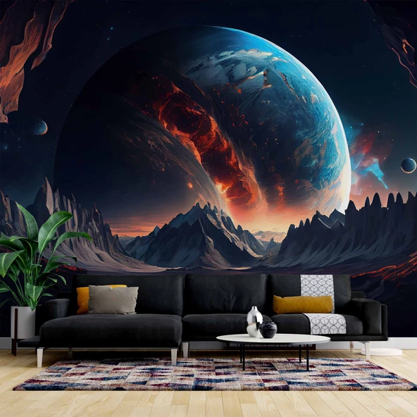 Uzaydan Galaksi Manzarası Duvar Kağıdı ürün görseli