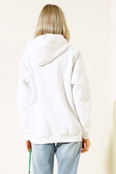 More Baskılı Şardonlu Sweatshirt Ekru - 3