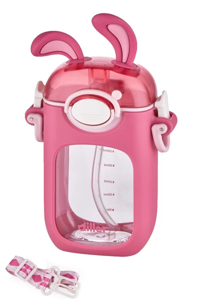 Vagonlife Diller Pipetli 400 ML Tritan Çocuk Su Matarası Boyun Askılı-Temizleme Fırçası Hediyeli-FFDILLER-2305400ML - Resim 2