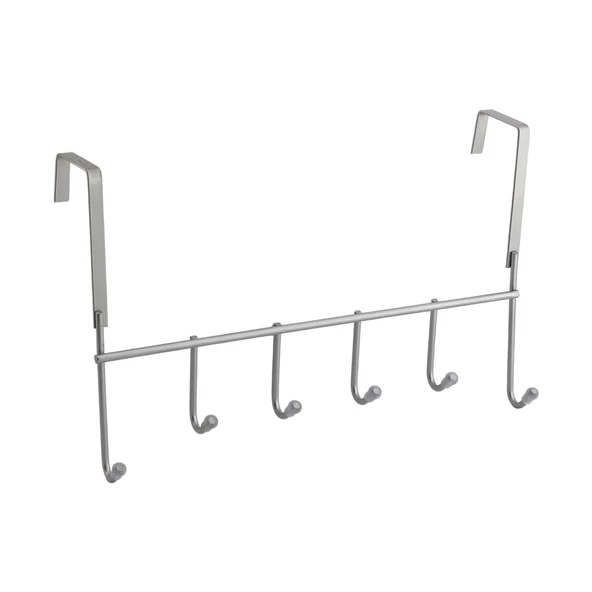 Kapı Arkası Askılık Elbise Havlu Asma Askı Metal 6'lı Tekli Banyo Lavabo Sağlam Aparat Gri - 5