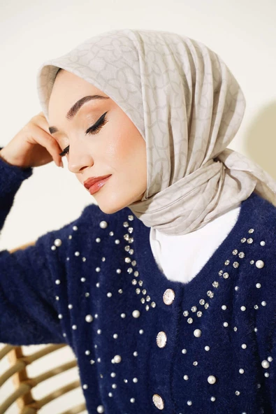Çiçek Motif Desen Yazma Eşarp Taş