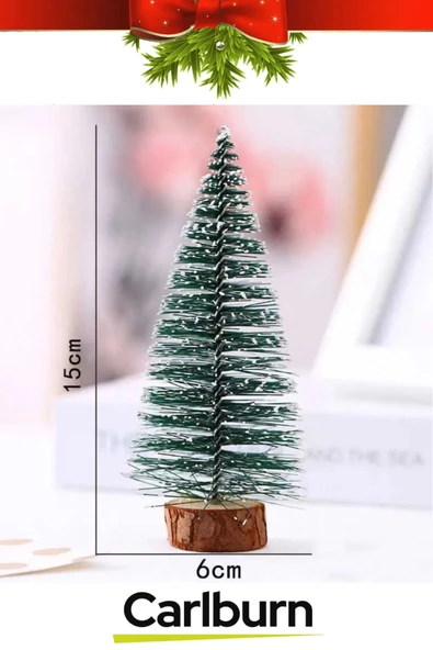 Mini Çam Masaüstü Minyatür Dekorasyon Küçük Süs Kar Yeni Yıl Noel Yapay Sedir Ağacı 15cm 2 Adet - 2