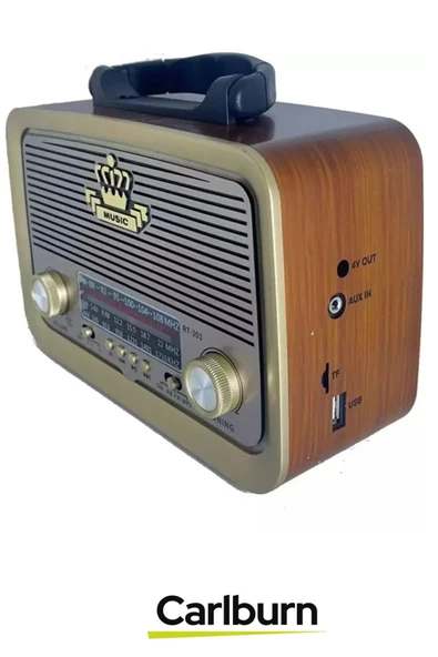 Yüksek Sesli Fiş Priz Retro Şarjlı & Pilli Fm Bluetooth Usb Mp3 Aux TF Sd Dekoratif Nostaljik Radyo - 3