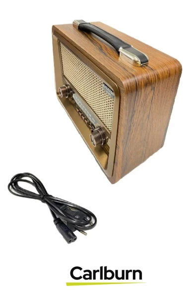 Yüksek Sesli Retro Şık Şarjlı Bluetooth Müzik Çalar Usb Sd Aux Fm Radyo Nostaljik Müzik Kutusu - 2