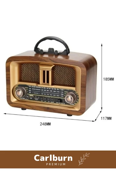 Kaliteli Yüksek Sesli Retro Şık Ahşap Bluetooth Bağlantılı Fm Usb Tf Aux Şarjlı Nostaljik Radyo - 2