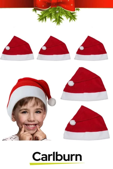 Özel Üretim Yıkanabilir Ucu Ponponlu Çocuk Yetişkin Yılbaşı Noel Baba %100 Polar Şapka 5 Adet - 4