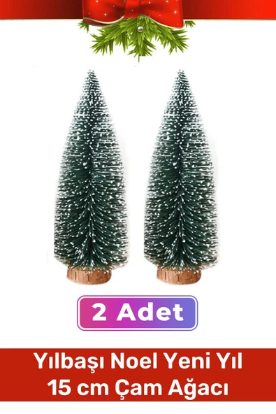 Mini Çam Masaüstü Minyatür Dekorasyon Küçük Süs Kar Yeni Yıl Noel Yapay Sedir Ağacı 15cm 2 Adet