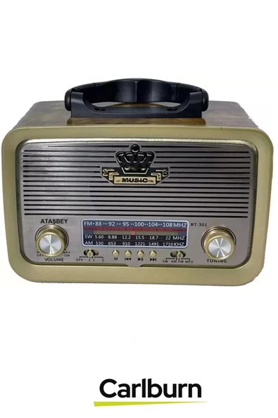 Yüksek Sesli Fiş Priz Retro Şarjlı & Pilli Fm Bluetooth Usb Mp3 Aux TF Sd Dekoratif Nostaljik Radyo - 2