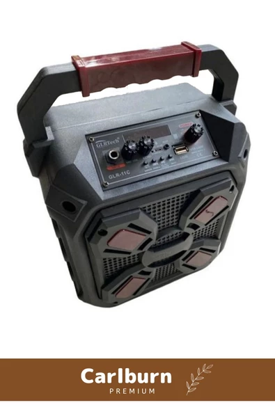 Yüksek Ses Şarj Edilebilir Aux Usb Hafıza Kart Girişli Kablosuz Hoparlör Mikrofon Siyah Karaoke Box - 3