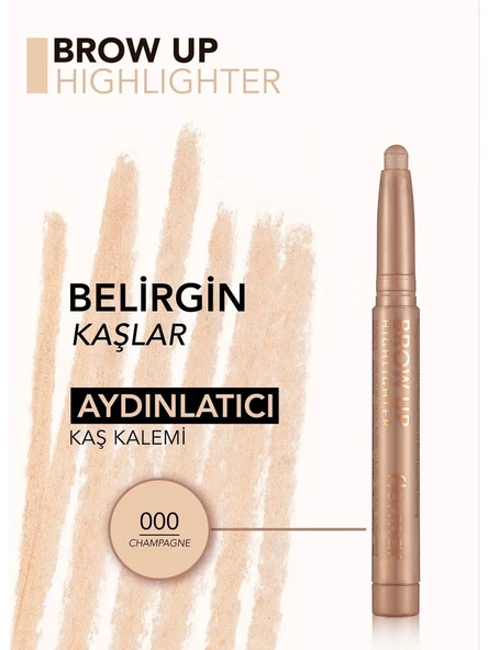 Flormar Kremsi Dokulu Brow Up Highlighter Pencil Aydınlatıcı Kalem  Uçuk Kahve (000 Champagne) 8690604622269 - 2