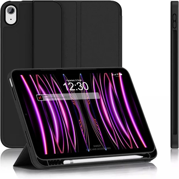 Apple iPad 10.Nesil 10.9 İnç Kılıf Craft Kalem Bölmeli Uyku Modlu Kapaklı Smart Case  Siyah