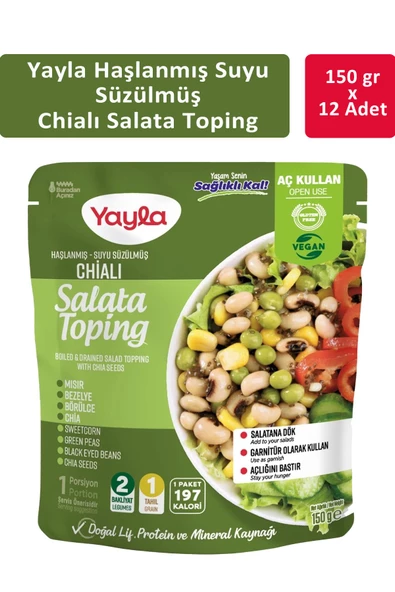 Yayla Haşlanmış Suyu Süzülmüş Chialı Salata 150 gr x 12 Adet