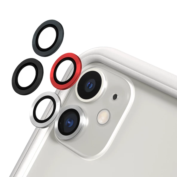 iPhone 12 Kamera Lens Koruyucu Cam Metal Kenarlı 2li Set