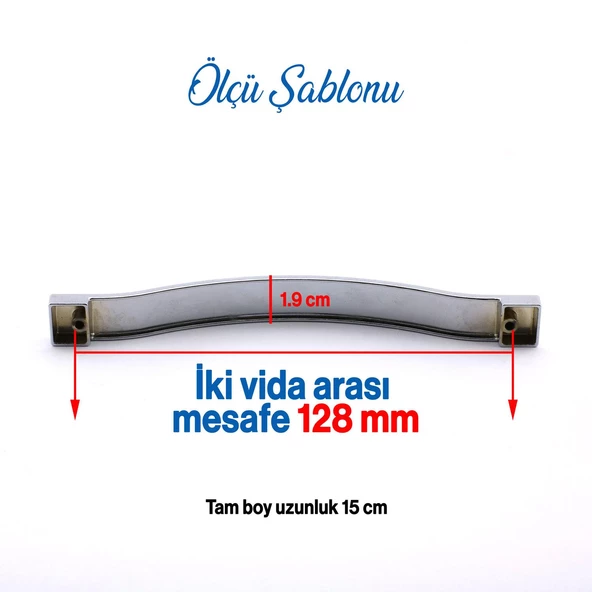 Mobilya Kulp Mutfak Dolabı Çekmece Dolap Kulpları Kapak Kulpu Kulbu Krom Renk 128 mm Metal - Resim 2