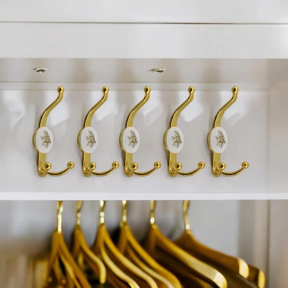 5 Adet Gold Altın Askı Dolap Askılık Askılığı Banyo Mutfak Askısı Duvar Kapı Elbise Kıyafet Vestiyer - 6