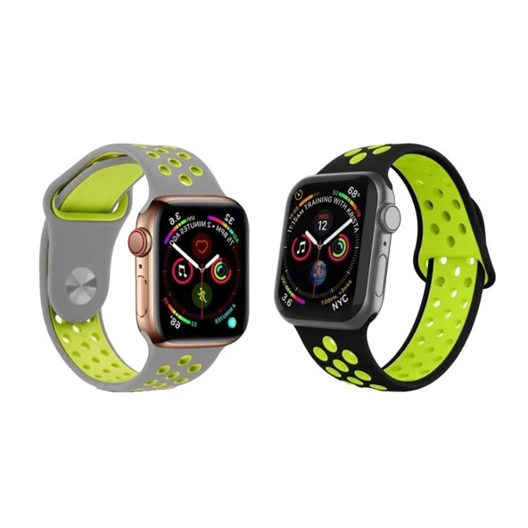 Apple Watch 42/44/45/49mm Delikli Kordon 2'li Set - 2