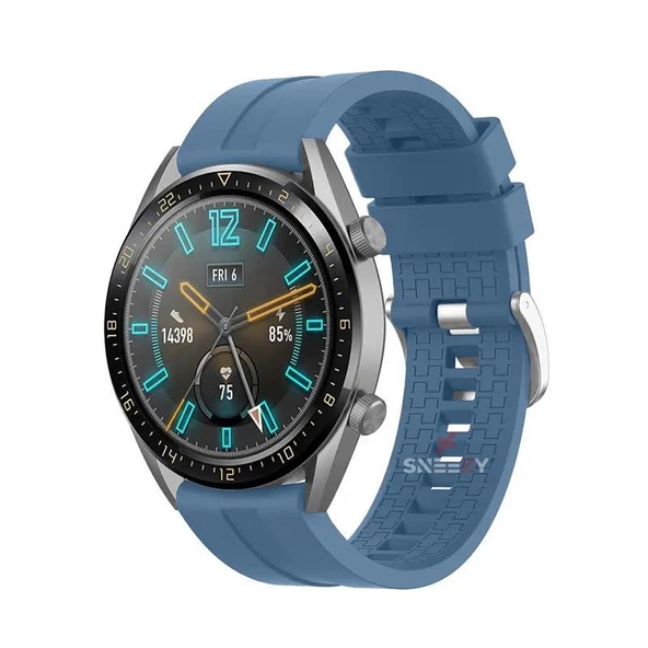 Huawei Watch GT2 Elite-Sport-Classic 46mm-GT2 Pro 22mm Uyumlu NovaGT Supreme Silikon Kordon  Mavi