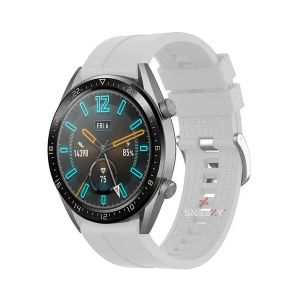 Huawei Watch GT2 Elite-Sport-Classic 46mm-GT2 Pro 22mm Uyumlu NovaGT Supreme Silikon Kordon  Beyaz