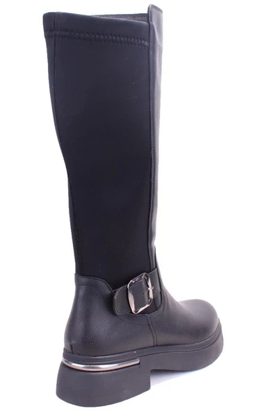 Dagoster DZA07-8963320 Siyah Günlük Streçli Düz Topuk Kadın Çizme - 4