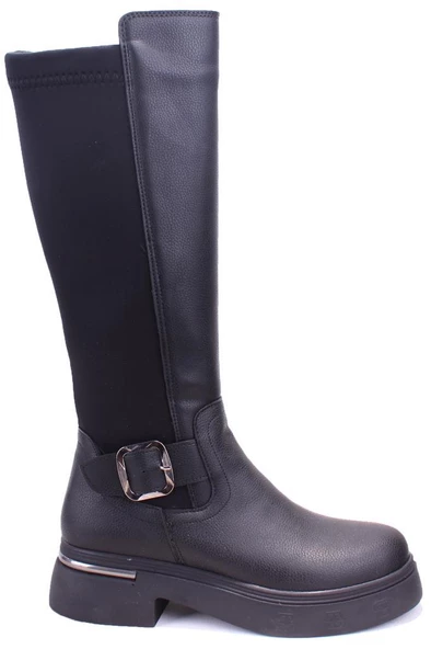 Dagoster DZA07-8963320 Siyah Günlük Streçli Düz Topuk Kadın Çizme - 2
