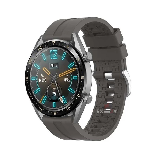 Huawei Watch GT2 Elite-Sport-Classic 46mm-GT2 Pro 22mm Uyumlu NovaGT Supreme Silikon Kordon  Koyu Gri