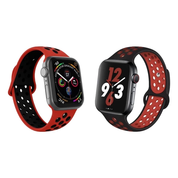 Apple Watch 42/44/45/49mm Delikli Kordon 2'li Set - 4