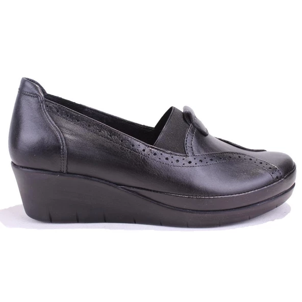 Dagoster DZA32-888 Siyah Ortopedik Günlük Deri Kadın Ayakkabı - Resim 2