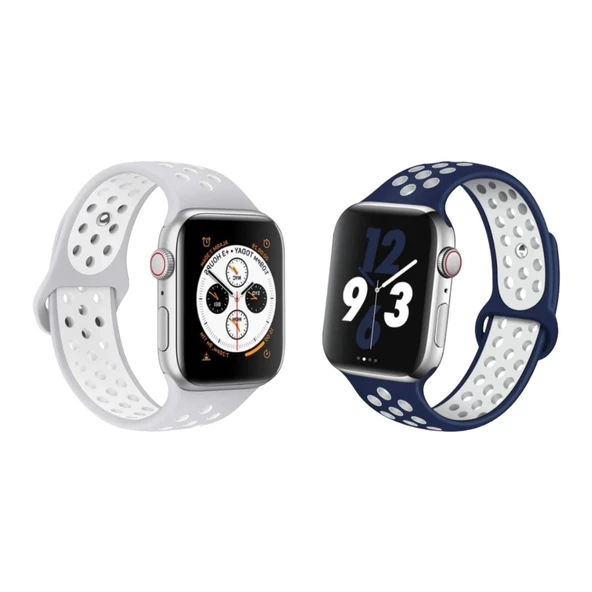 Apple Watch 42/44/45/49mm Delikli Kordon 2'li Set - 5