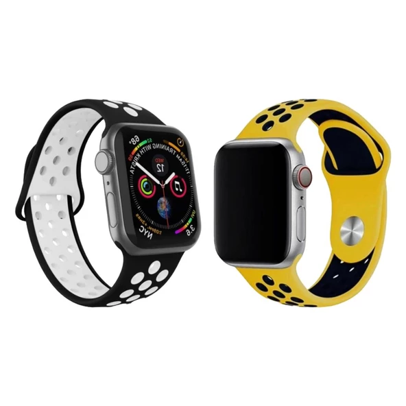 Apple Watch 42/44/45/49mm Delikli Kordon 2'li Set - 6