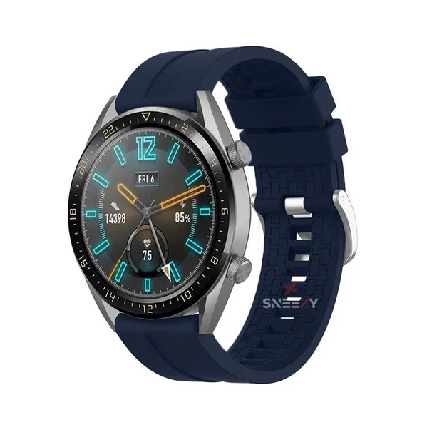 Huawei Watch GT2 Elite-Sport-Classic 46mm-GT2 Pro 22mm Uyumlu NovaGT Supreme Silikon Kordon  Lacivert